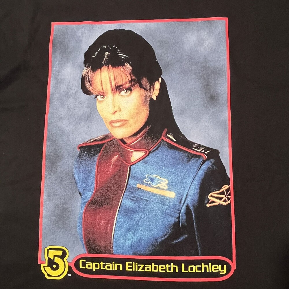 Vintage 90s Babylon 5 Shirt Star Trek Mens Elizabeth Lochley Sci-Fi Size Large